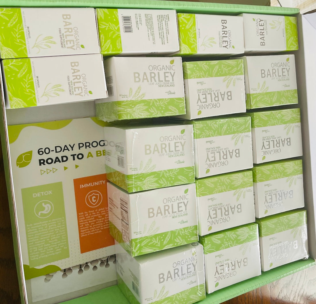 JC 60 Days Cell Detox Package (12 boxes of Barley Juice and 12 Bottles of Barley Capsule)